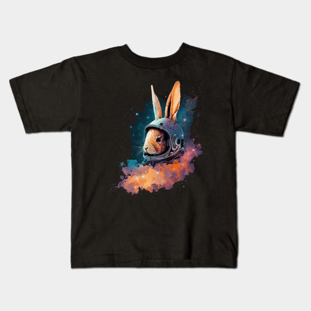 space bunny Kids T-Shirt by a cat cooking